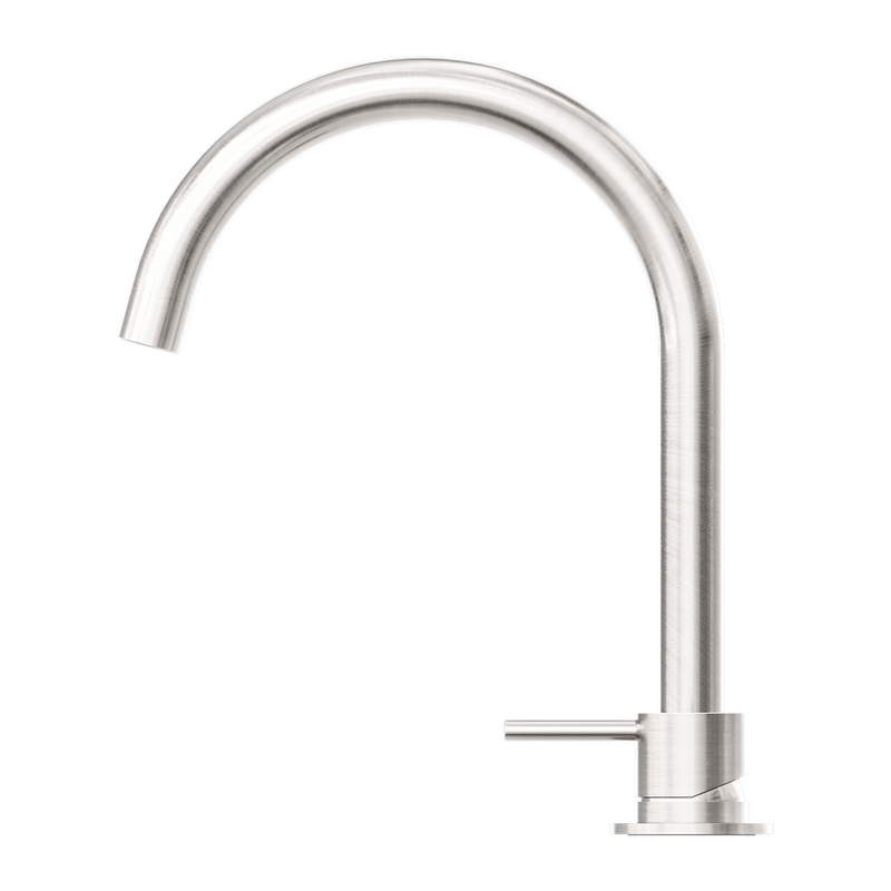 Mecca Hob Basin Mixer Round Swivel Spout Brushed Nickel