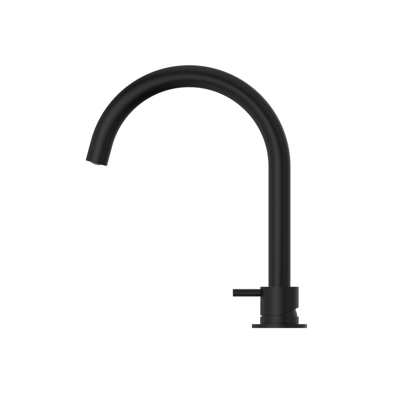 Mecca Hob Basin Mixer Round Swivel Spout Matte Black