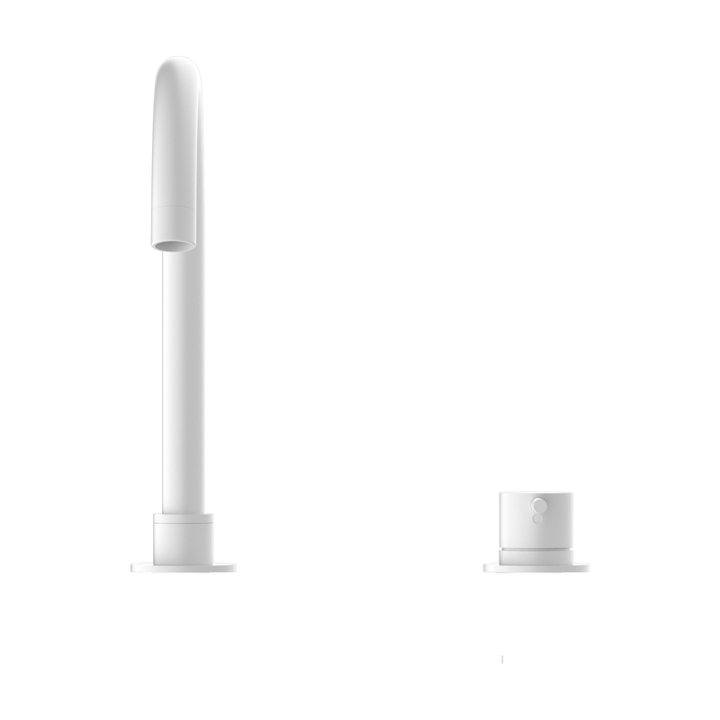 Mecca Hob Basin Mixer Round Swivel Spout Matte White