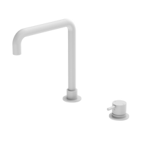 Mecca Hob Basin Mixer Square Swivel Spout Matte White