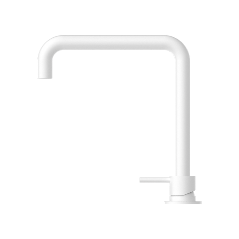 Mecca Hob Basin Mixer Square Swivel Spout Matte White