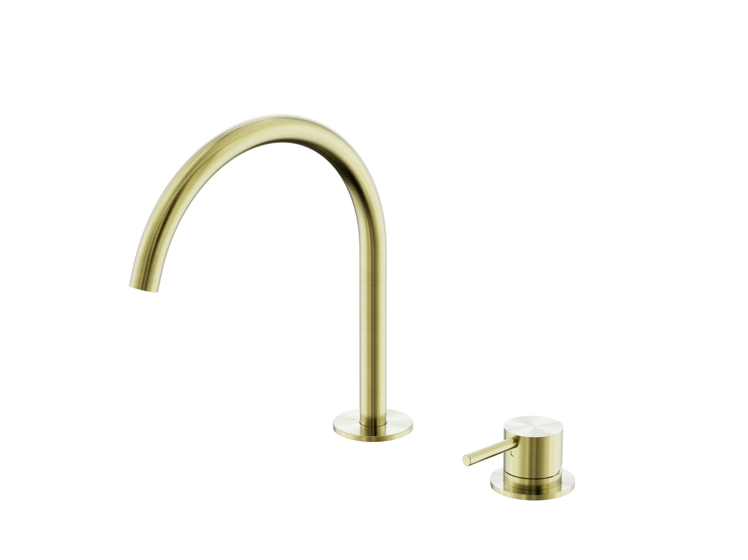 Mecca Hob Bath/Kitchen Mixer Set Arc Spout Brushed Gold