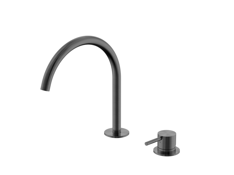 Mecca Hob Bath/Kitchen Mixer Set Arc Spout Gun Metal