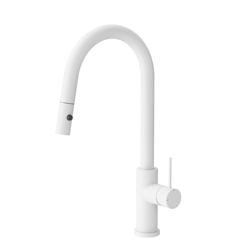 Mecca Pull Out Sink Mixer With Vegie Spray Function Matte White