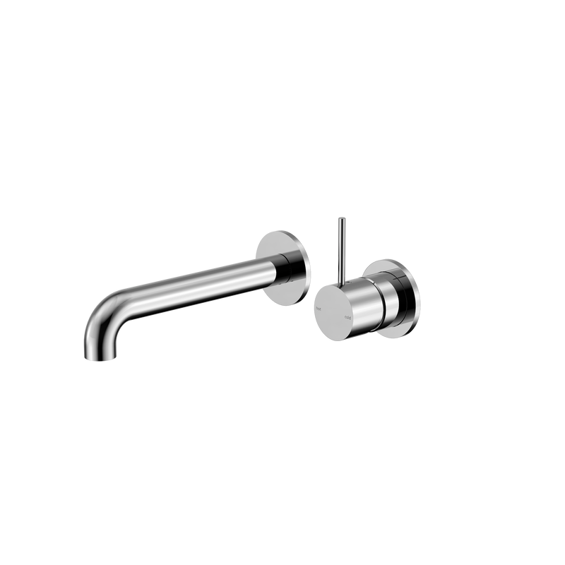 Mecca Wall Basin/Bath Mixer Separate Back Plate Handle Up 120mm Chrome