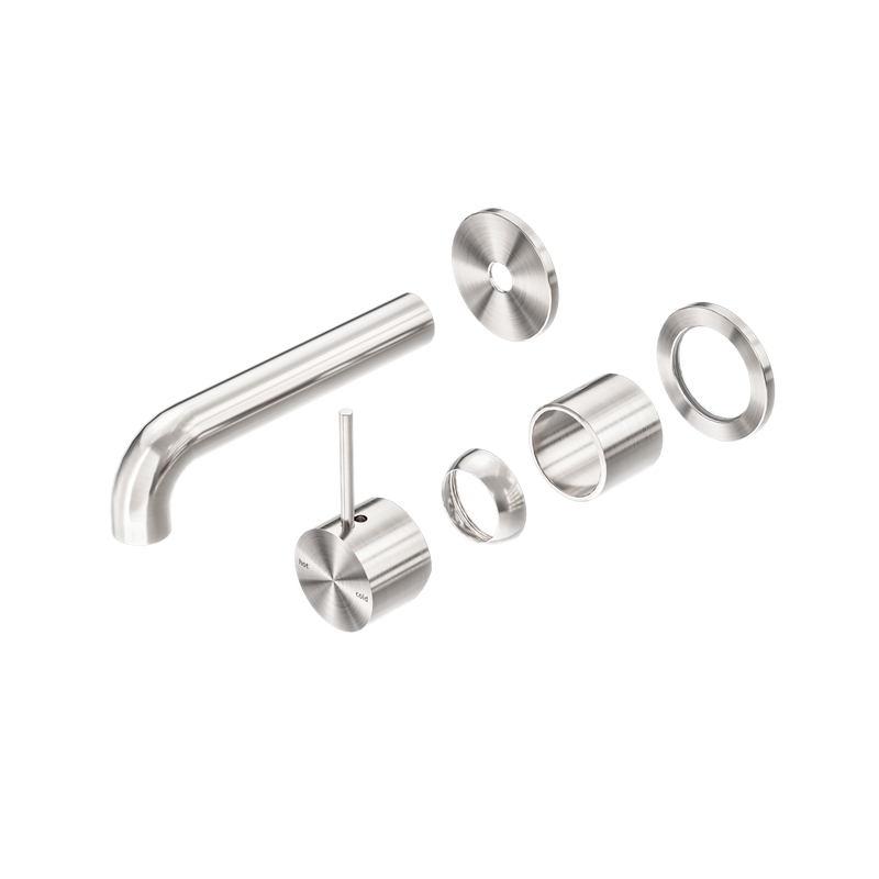 Mecca Wall Basin/Bath Mixer Separate Back Plate Handle Up 120mm Trim Kits Only Brushed Nickel
