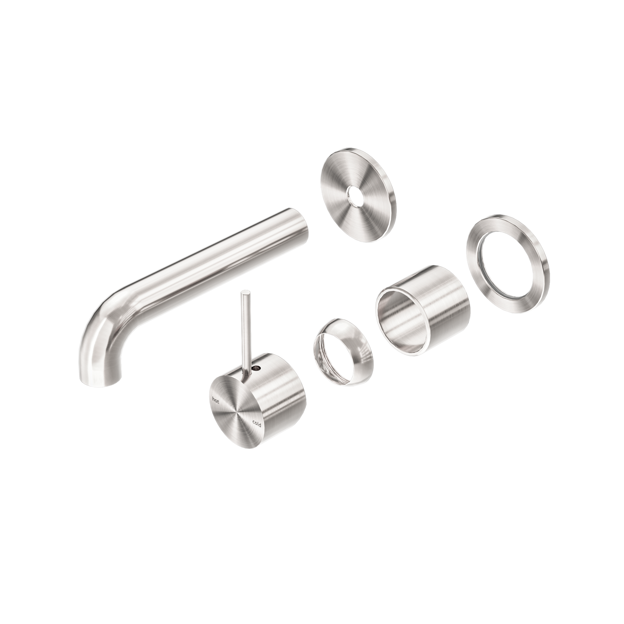 Mecca Wall Basin/Bath Mixer Separate Back Plate Handle Up 160mm Trim Kits Only Brushed Nickel