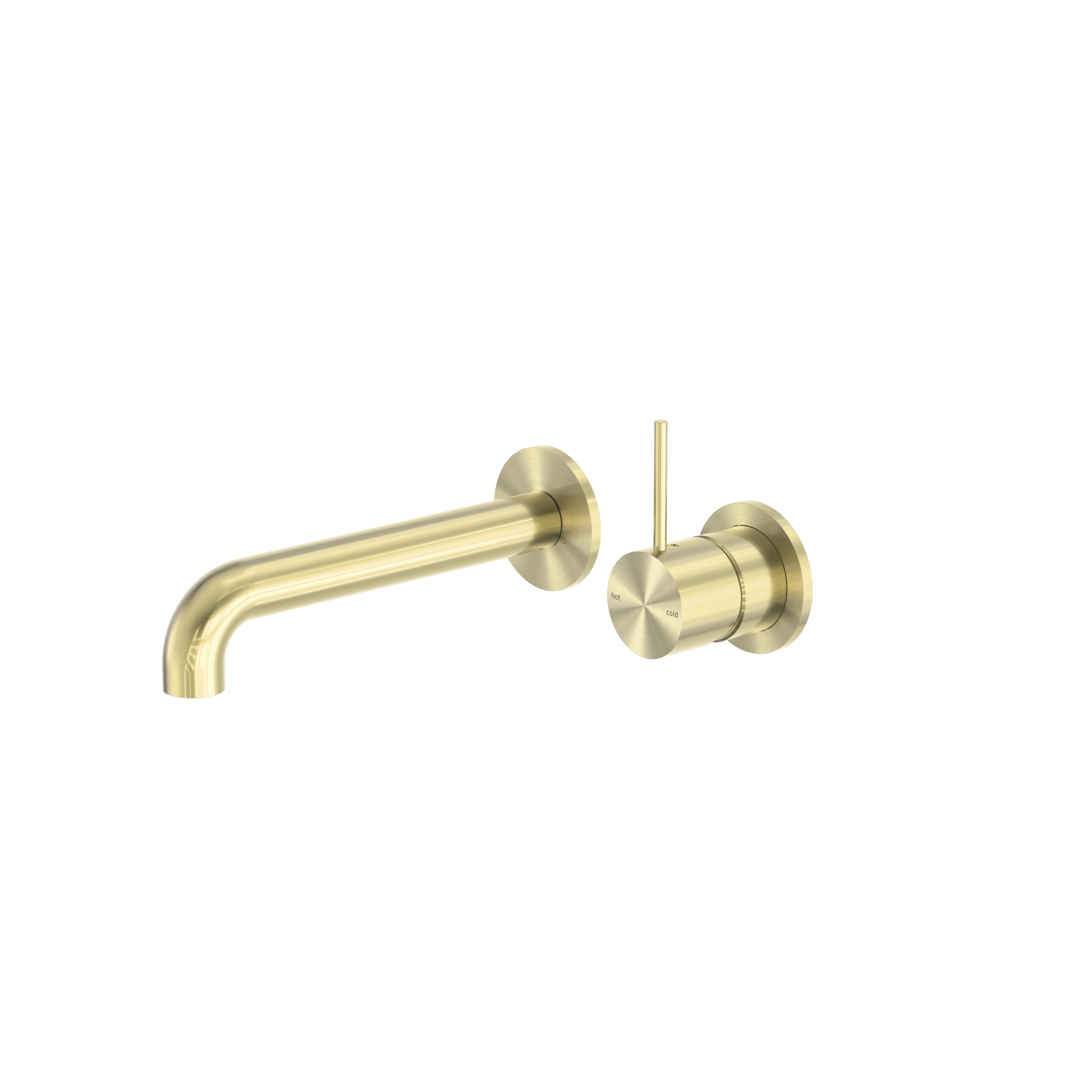 Mecca Wall Basin/Bath Mixer Separate Back Plate Handle Up 185mm Brushed Gold
