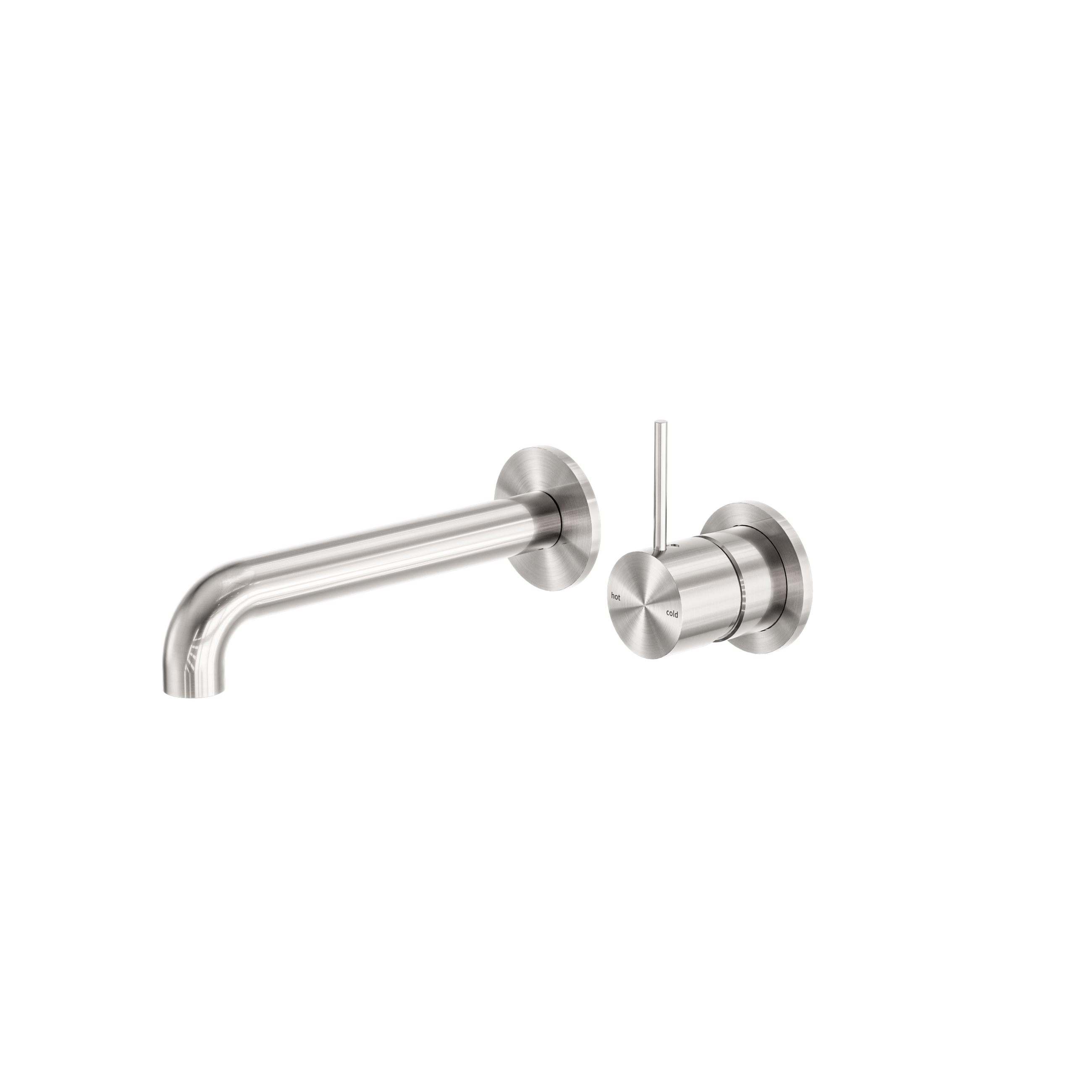 Mecca Wall Basin/Bath Mixer Separate Back Plate Handle Up 185mm Brushed Nickel