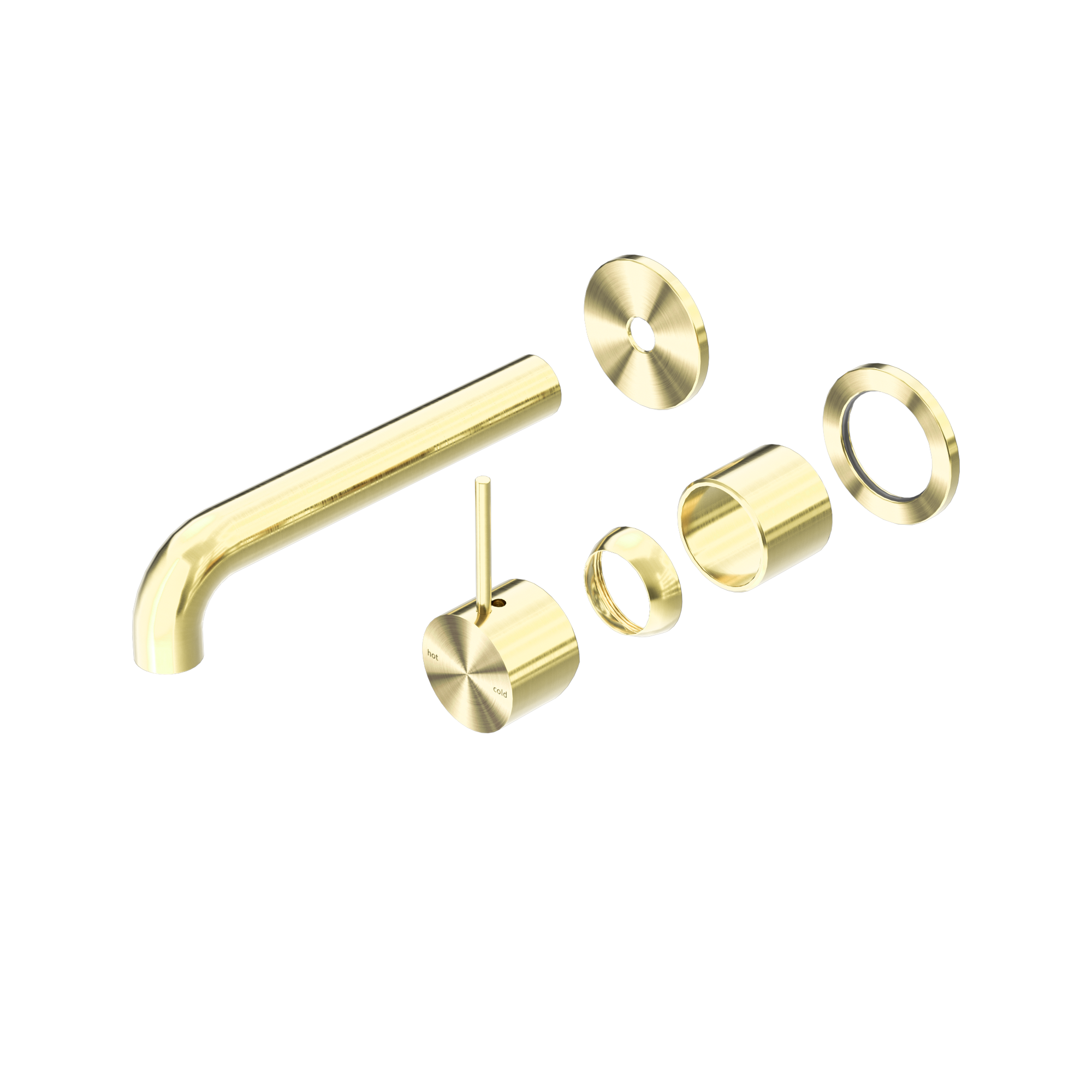 Mecca Wall Basin/Bath Mixer Separate Back Plate Handle Up 185mm Trim Kits Only Brushed Gold