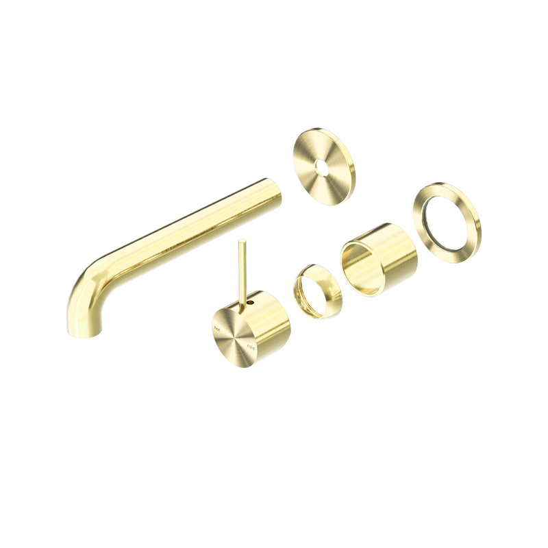 Mecca Wall Basin/Bath Mixer Separate Back Plate Handle Up 185mm Trim Kits Only Brushed Gold