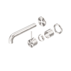 Mecca Wall Basin/Bath Mixer Separate Back Plate Handle Up 185mm Trim Kits Only Brushed Nickel