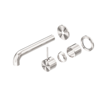 Mecca Wall Basin/Bath Mixer Separate Back Plate Handle Up 185mm Trim Kits Only Brushed Nickel