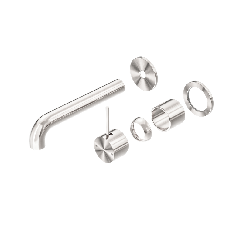 Mecca Wall Basin/Bath Mixer Separate Back Plate Handle Up 185mm Trim Kits Only Brushed Nickel