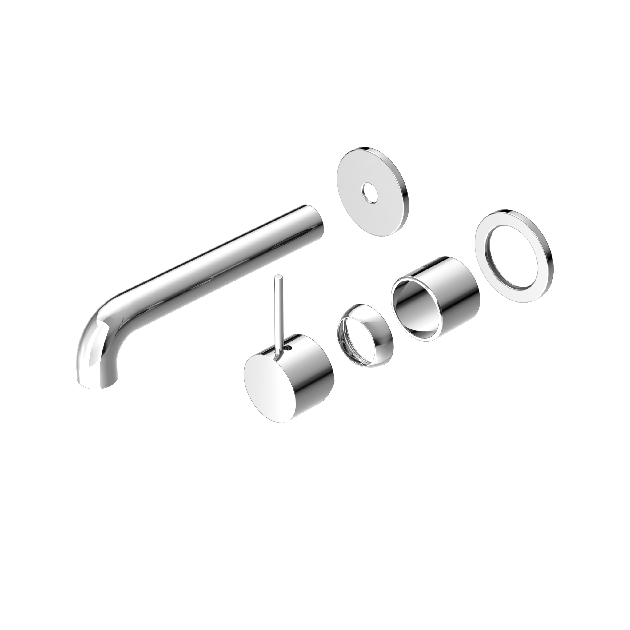 Mecca Wall Basin/Bath Mixer Separate Back Plate Handle Up 185mm Trim Kits Only Chrome
