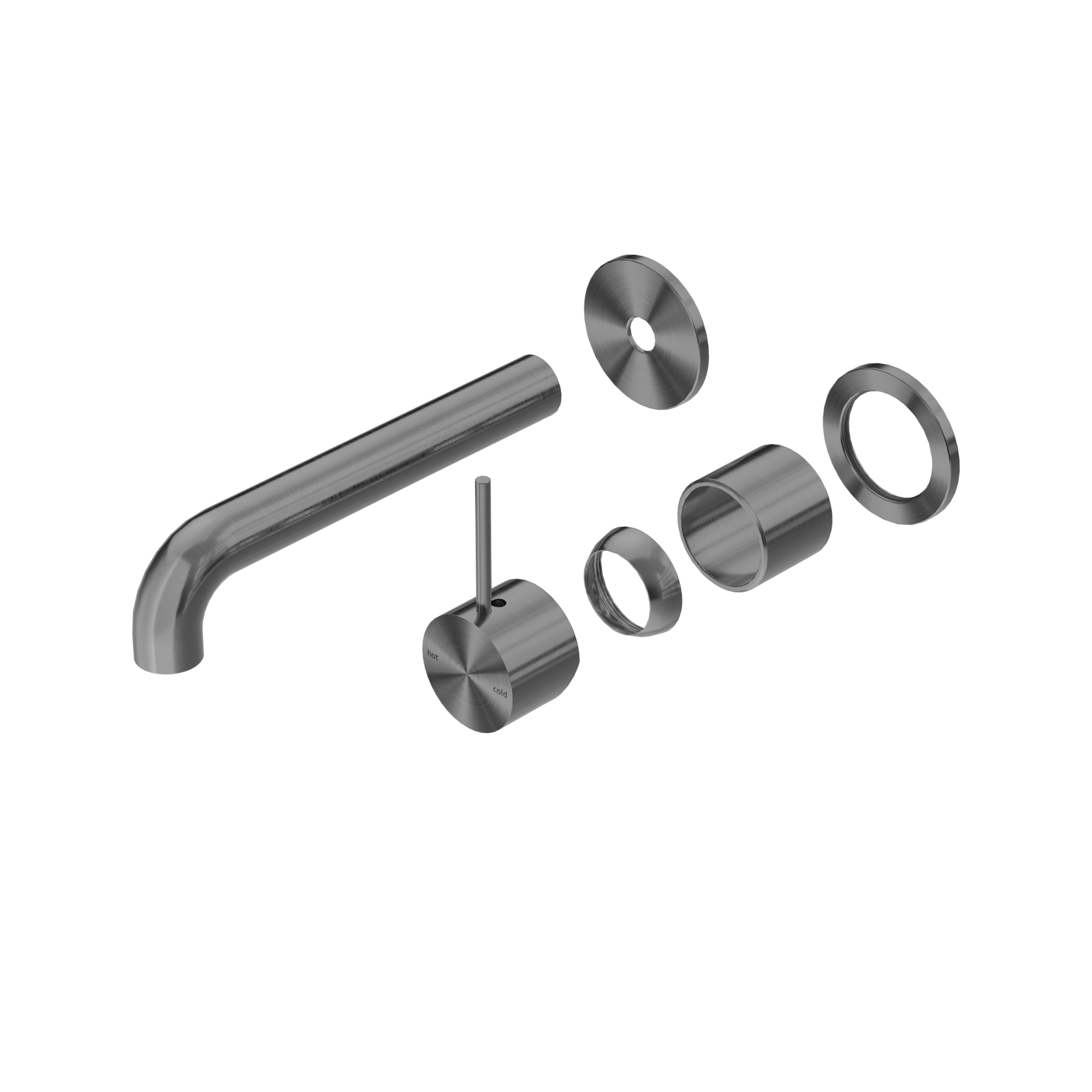 Mecca Wall Basin/Bath Mixer Separate Back Plate Handle Up 185mm Trim Kits Only Gun Metal