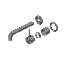 Mecca Wall Basin/Bath Mixer Separate Back Plate Handle Up 185mm Trim Kits Only Gun Metal