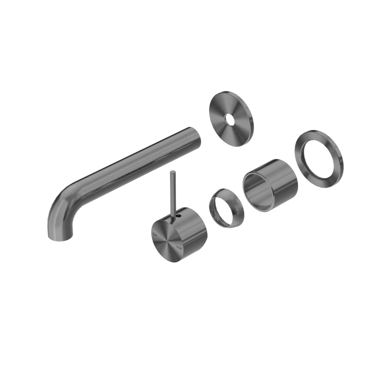 Mecca Wall Basin/Bath Mixer Separate Back Plate Handle Up 185mm Trim Kits Only Gun Metal