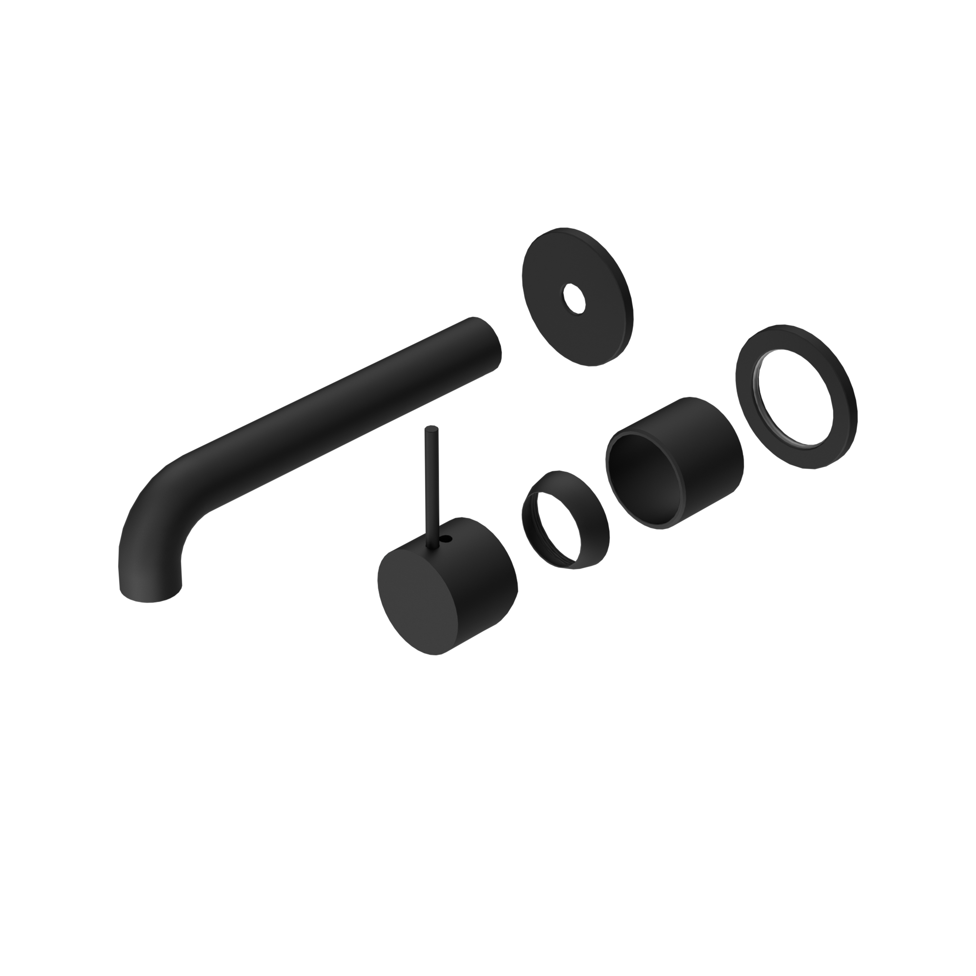 Mecca Wall Basin/Bath Mixer Separate Back Plate Handle Up 185mm Trim Kits Only Matte Black