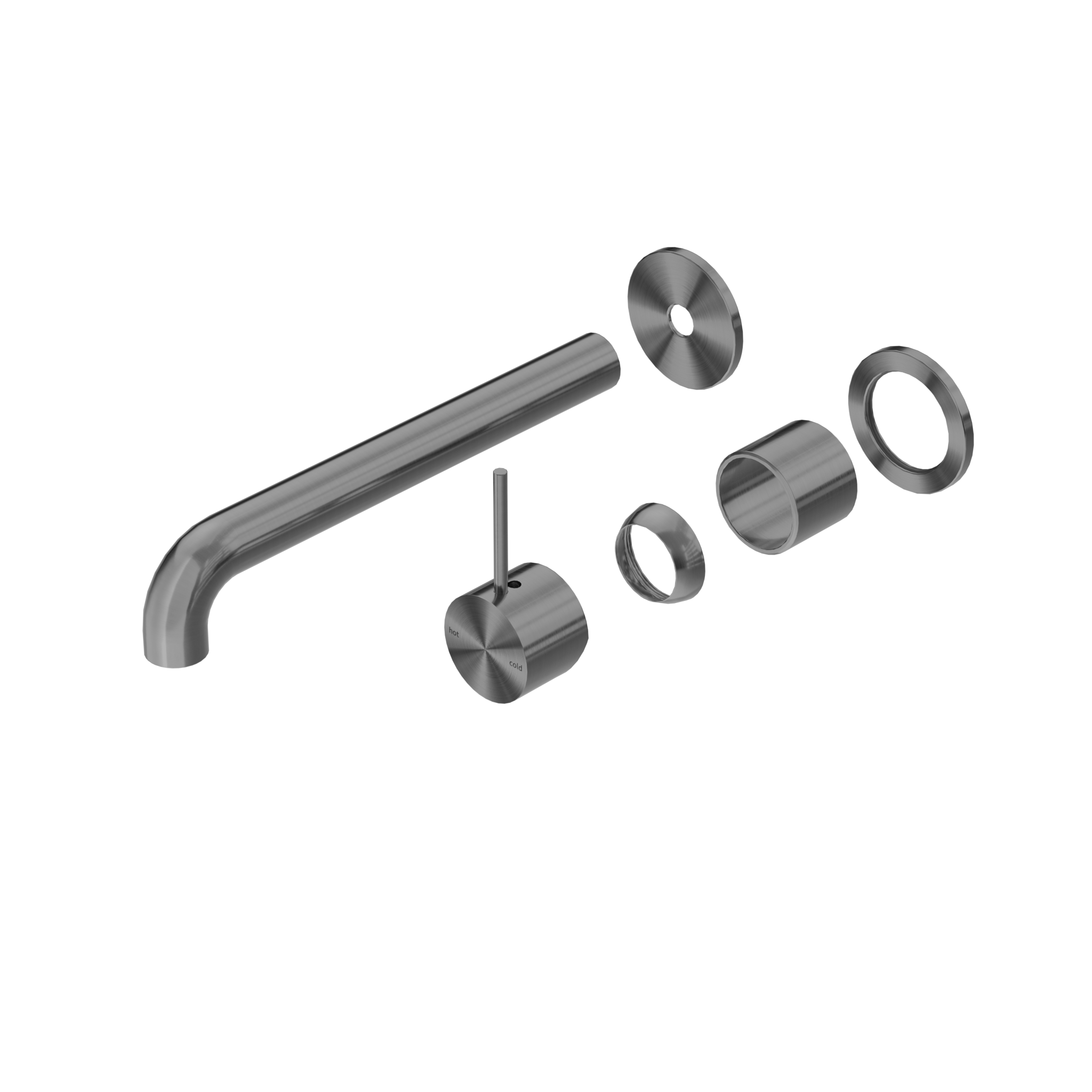 Mecca Wall Basin/Bath Mixer Separate Back Plate Handle Up 230mm Trim Kits Only Gun Metal