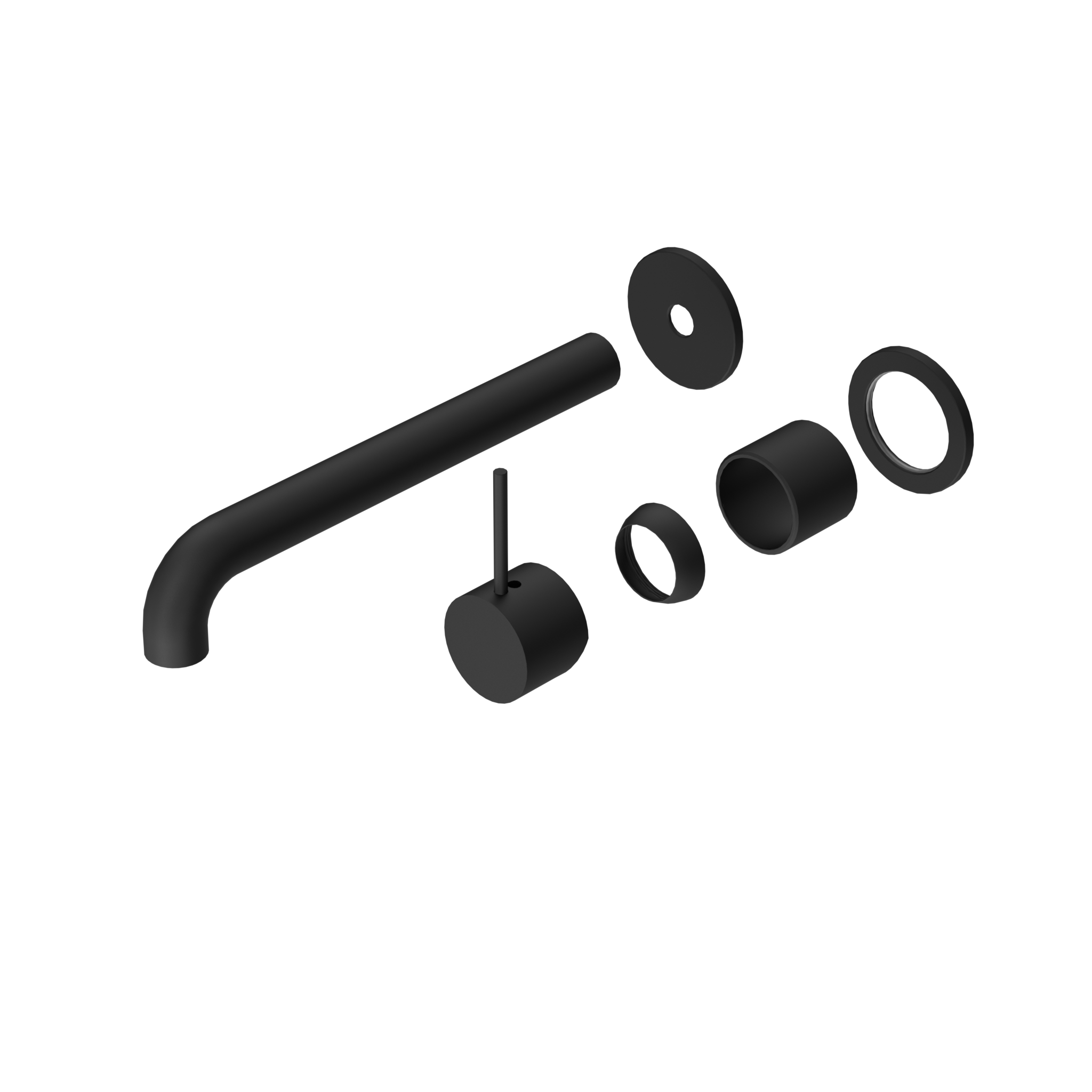 Mecca Wall Basin/Bath Mixer Separate Back Plate Handle Up 230mm Trim Kits Only Matte Black