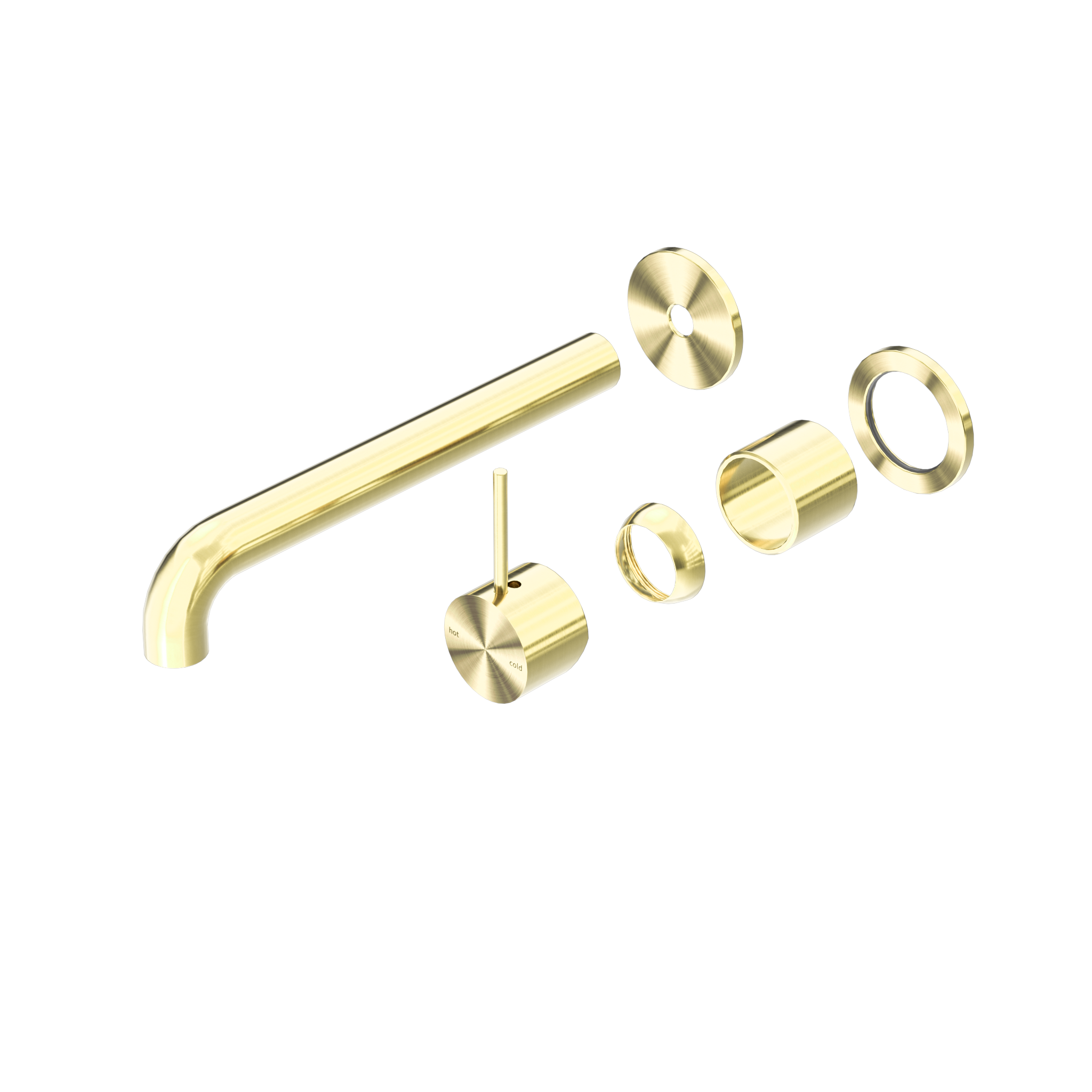 Mecca Wall Basin/Bath Mixer Separate Back Plate Handle Up 260mm Trim Kits Only Brushed Gold