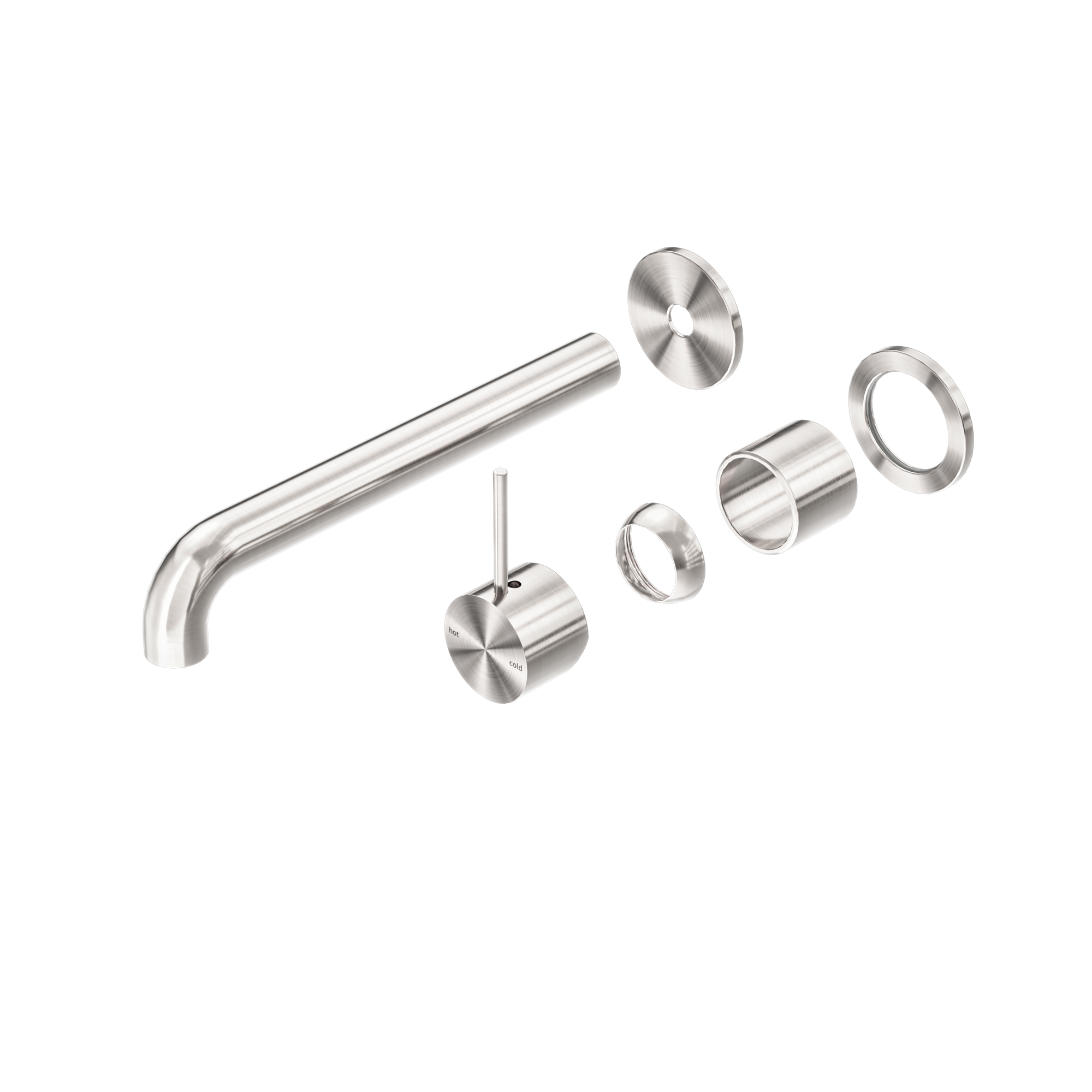Mecca Wall Basin/Bath Mixer Separate Back Plate Handle Up 260mm Trim Kits Only Brushed Nickel
