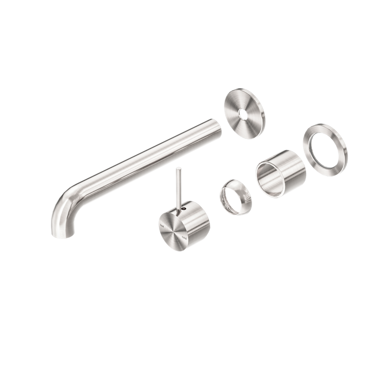 Mecca Wall Basin/Bath Mixer Separate Back Plate Handle Up 260mm Trim Kits Only Brushed Nickel