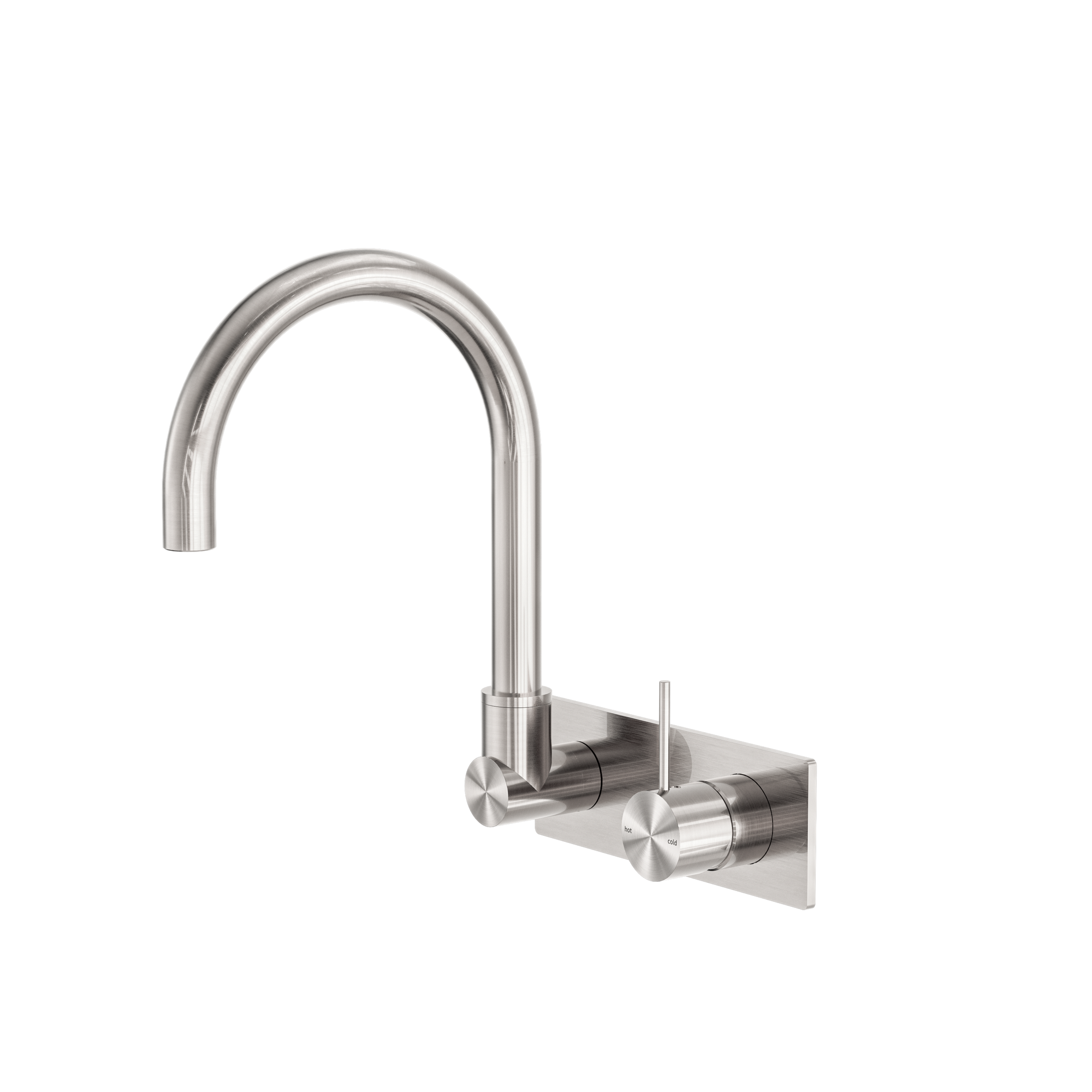 Mecca Wall Basin/Bath Mixer Swivel Spout Handle Up Brushed Nickel