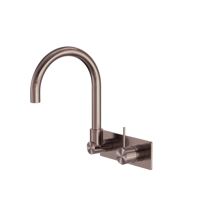 Mecca Wall Basin/Bath Mixer Swivel Spout Handle Up Brushed Bronze