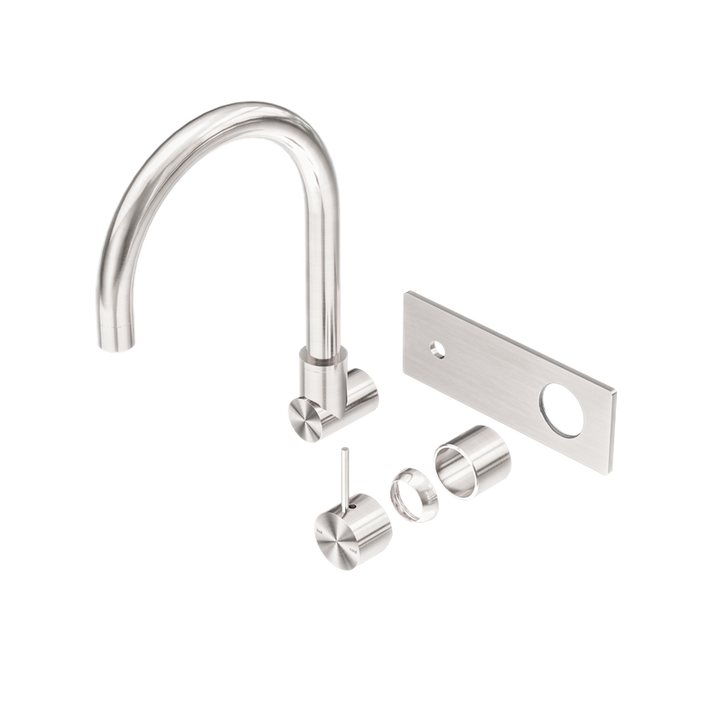 Mecca Wall Basin/Bath Mixer Swivel Spout Handle Up Trim Kits Only Brushed Nickel