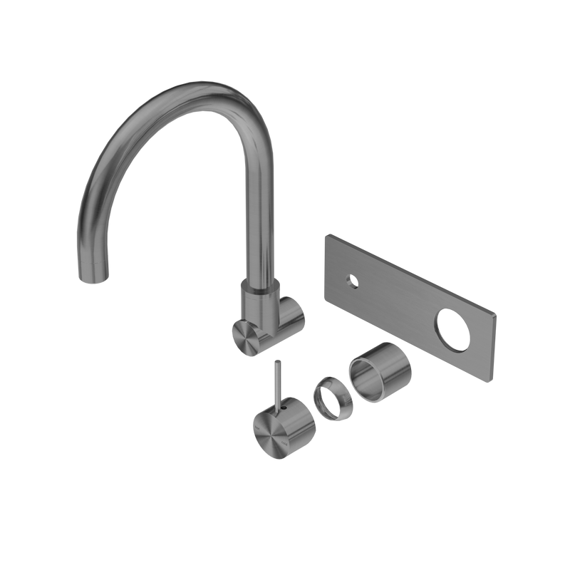 Mecca Wall Basin/Bath Mixer Swivel Spout Handle Up Trim Kits Only Gun Metal