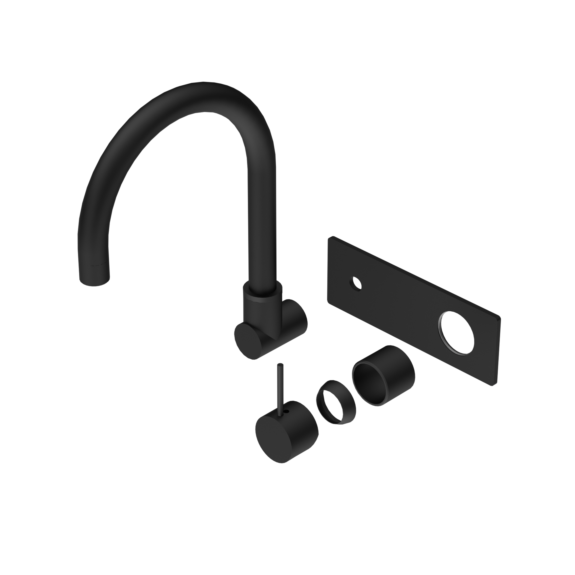 Mecca Wall Basin/Bath Mixer Swivel Spout Handle Up Trim Kits Only Matte Black
