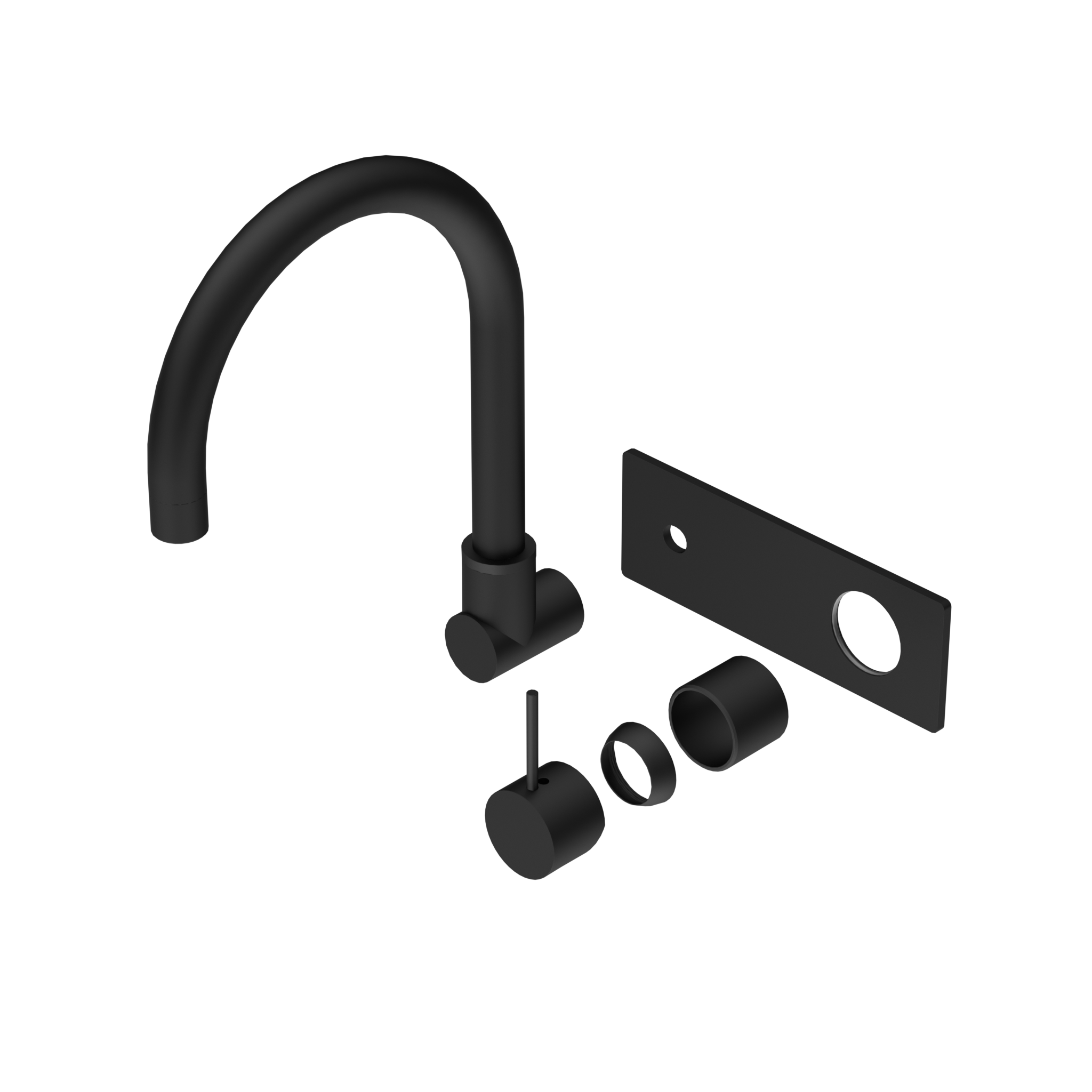 Mecca Wall Basin/Bath Mixer Swivel Spout Handle Up Trim Kits Only Matte Black