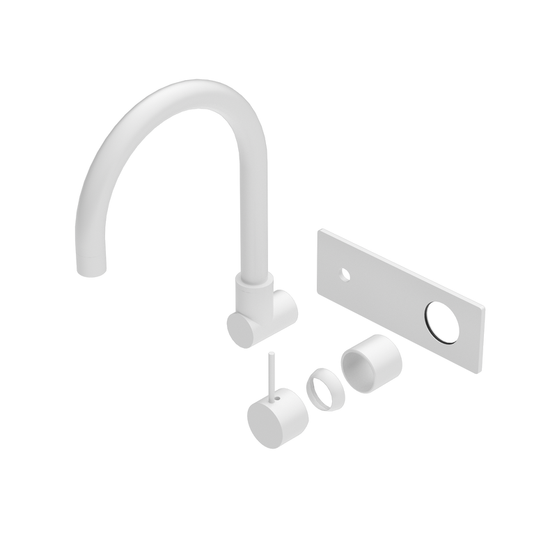 Mecca Wall Basin/Bath Mixer Swivel Spout Handle Up Trim Kits Only Matte White