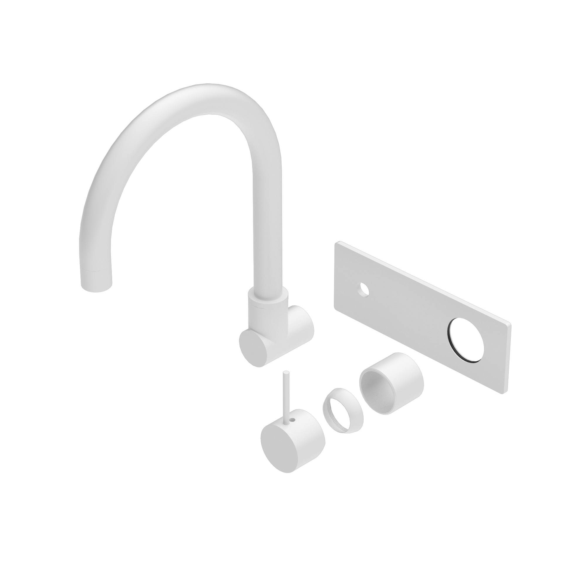 Mecca Wall Basin/Bath Mixer Swivel Spout Handle Up Trim Kits Only Matte White