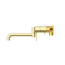 Mecca Wall Basin/Bath Mixer Swivel Spout 225mm Brushed Gold