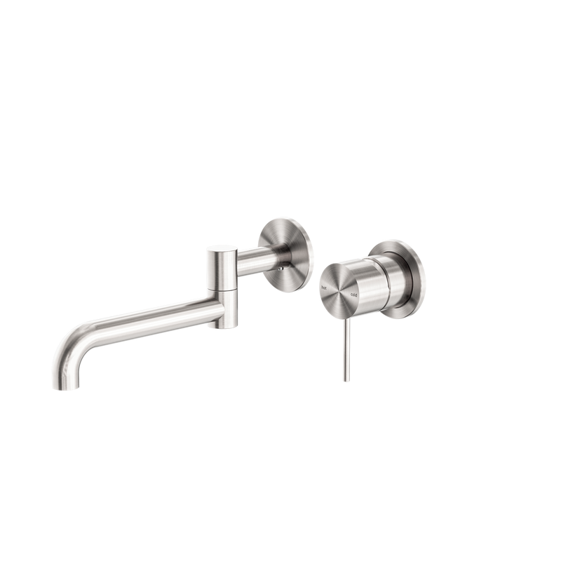 Mecca Wall Basin/Bath Mixer Swivel Spout 225mm Brushed Nickel