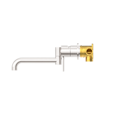 Mecca Wall Basin/Bath Mixer Swivel Spout 225mm Brushed Nickel