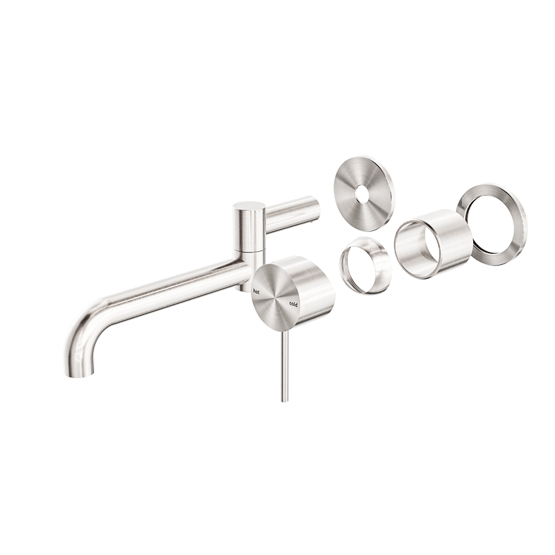 Mecca Wall Basin/Bath Mixer Swivel Spout 225mm Trim Kits Only Brushed Nickel