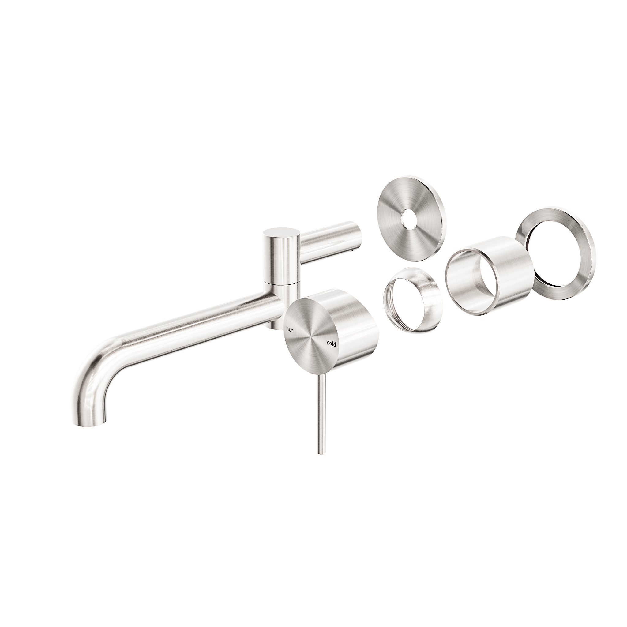 Mecca Wall Basin/Bath Mixer Swivel Spout 225mm Trim Kits Only Brushed Nickel