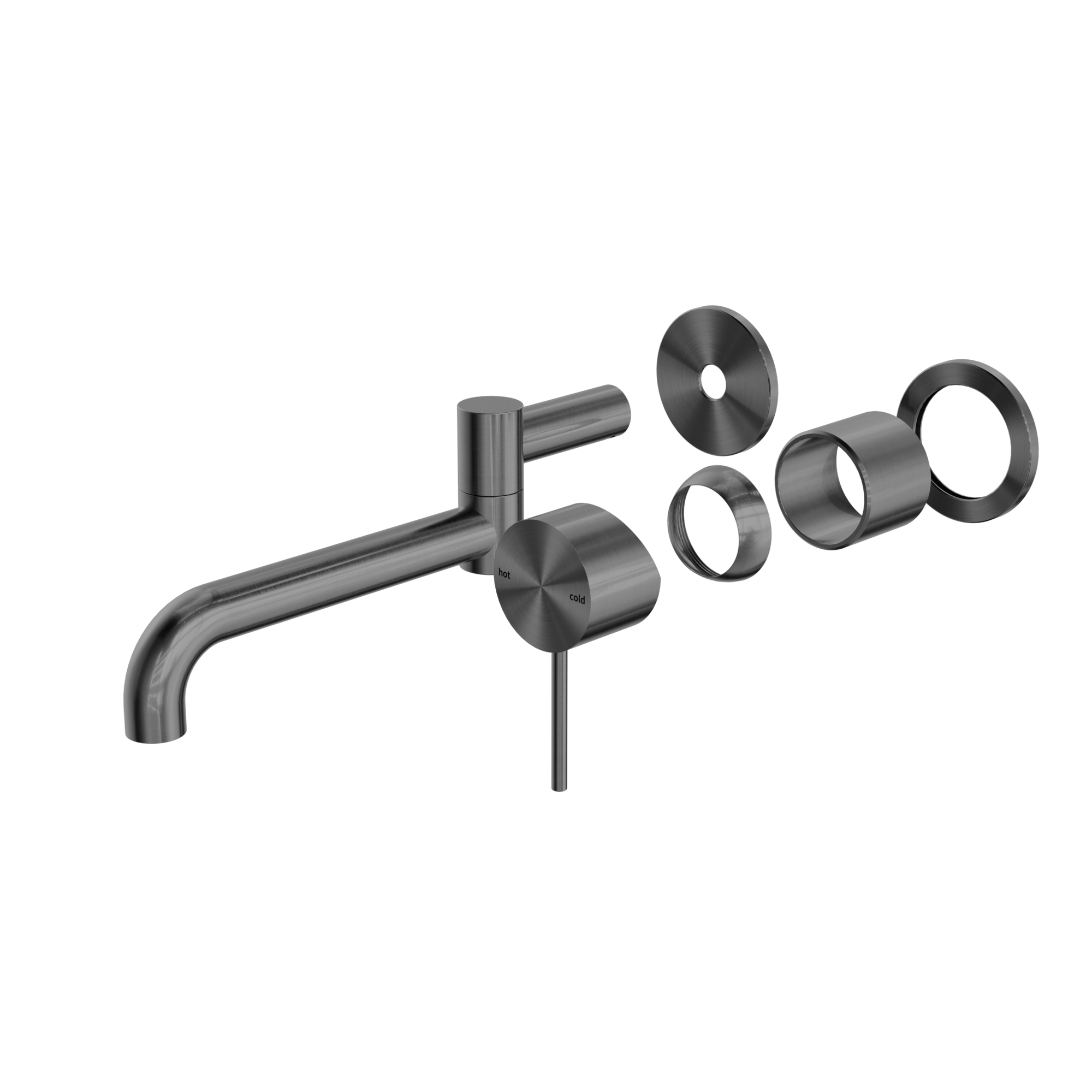 Mecca Wall Basin/Bath Mixer Swivel Spout 225mm Trim Kits Only Gun Metal
