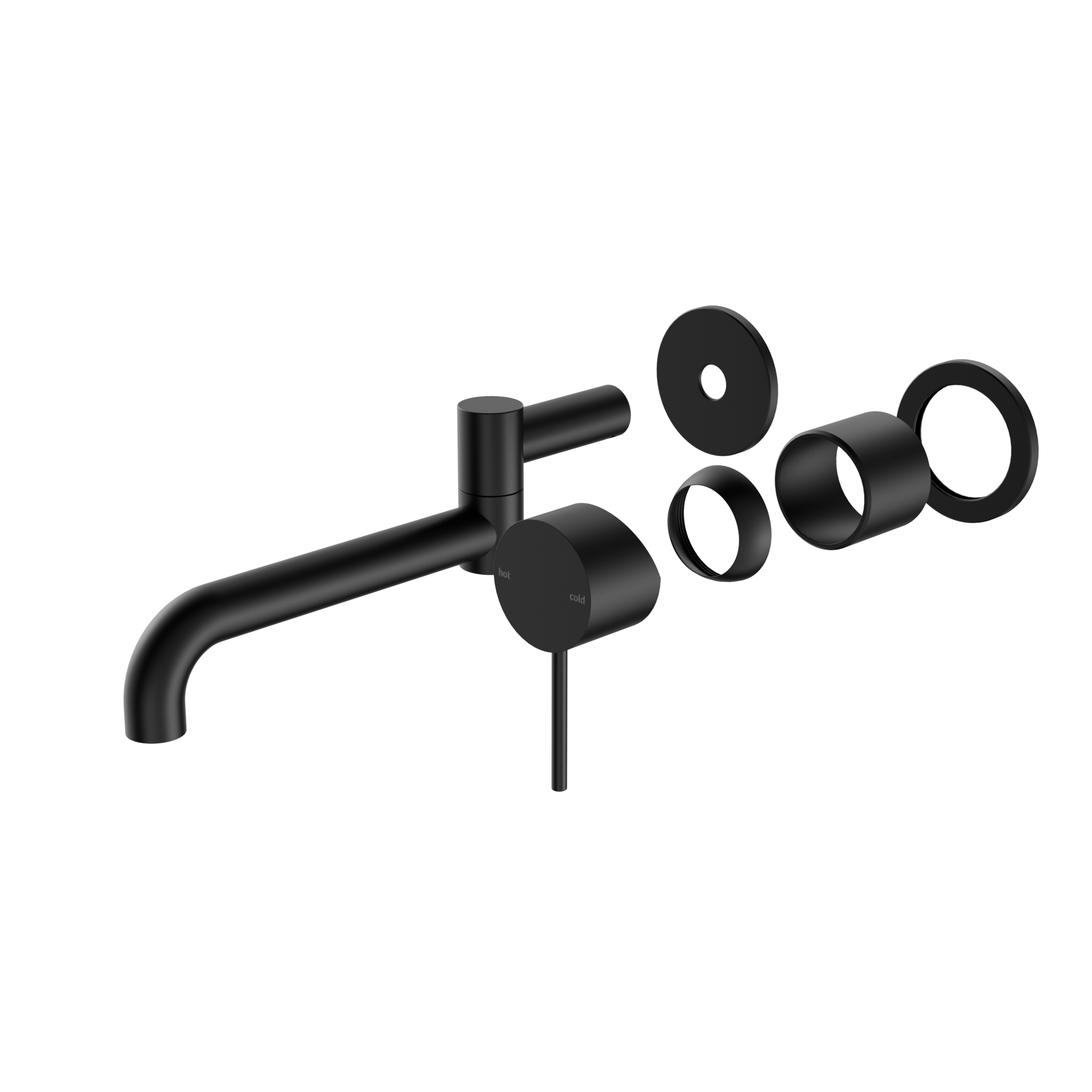 Mecca Wall Basin/Bath Mixer Swivel Spout 225mm Trim Kits Only Matte Black