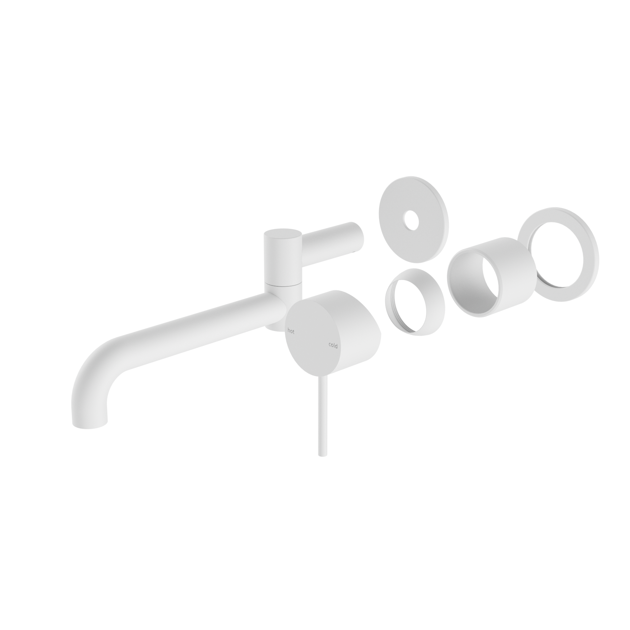Mecca Wall Basin/Bath Mixer Swivel Spout 225mm Trim Kits Only Matte White