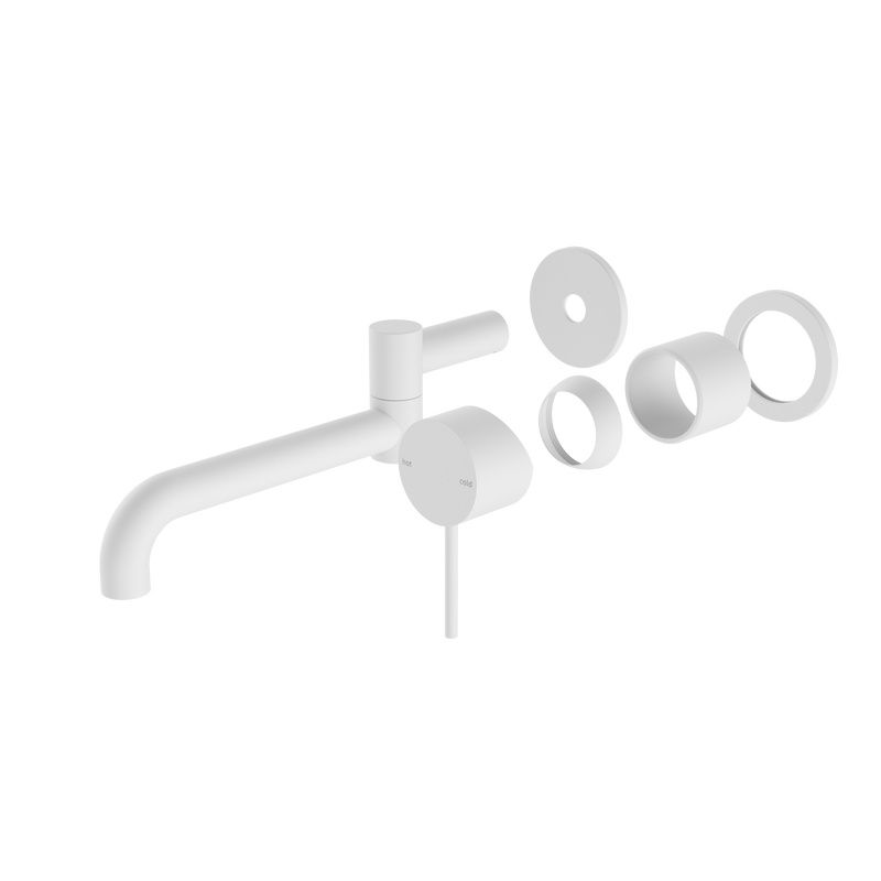 Mecca Wall Basin/Bath Mixer Swivel Spout 225mm Trim Kits Only Matte White