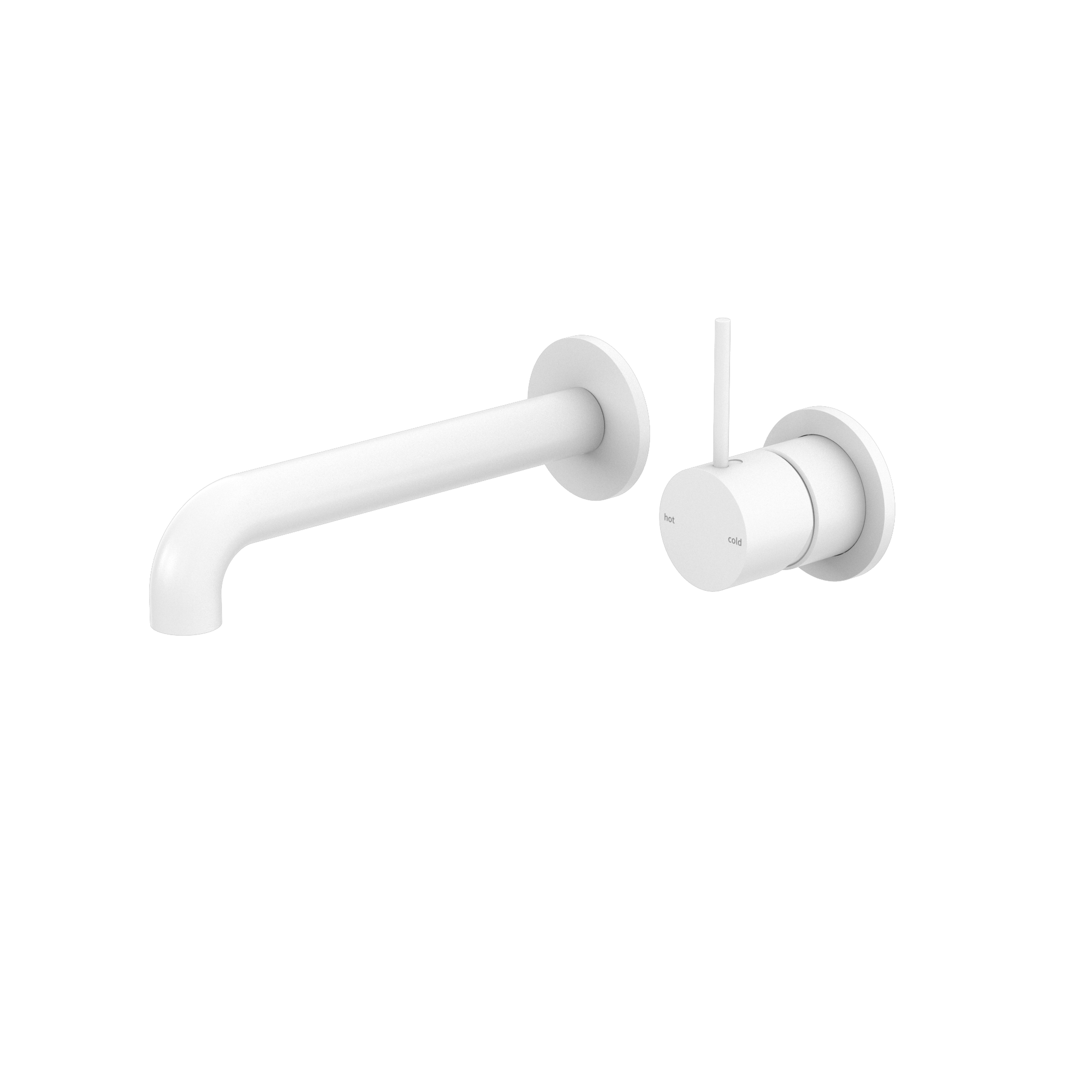 Mecca Wall Basin/Bath Mixer Separate Back Plate Handle Up 120mm Matte White