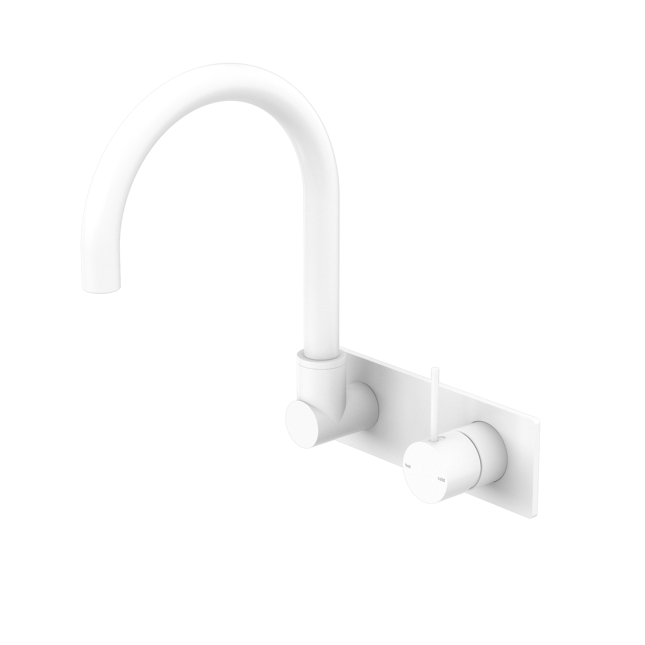 Mecca Wall Basin/Bath Mixer Swivel Spout Handle Up Matte White