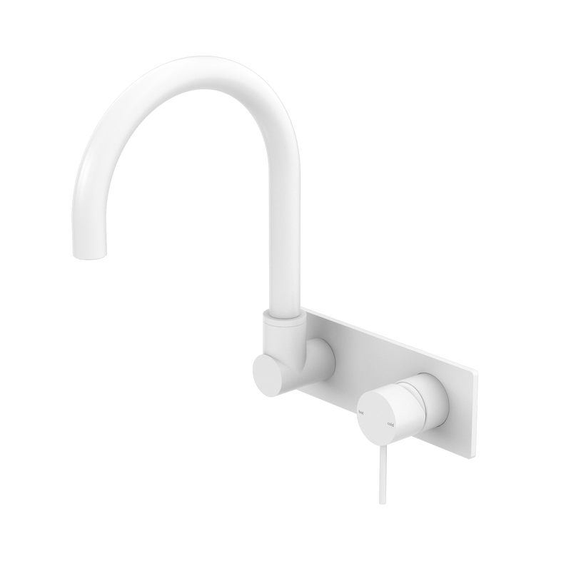 Mecca Wall Basin/Bath Mixer Swivel Spout Matte White