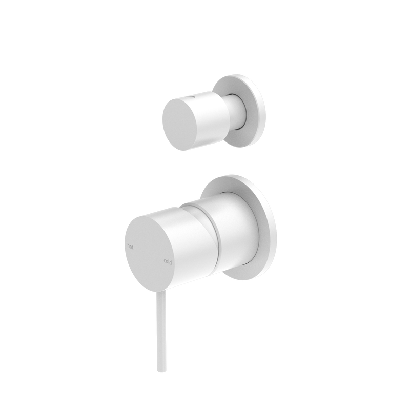 Mecca Shower Mixer With Diverter Separate Back Plate Matte White