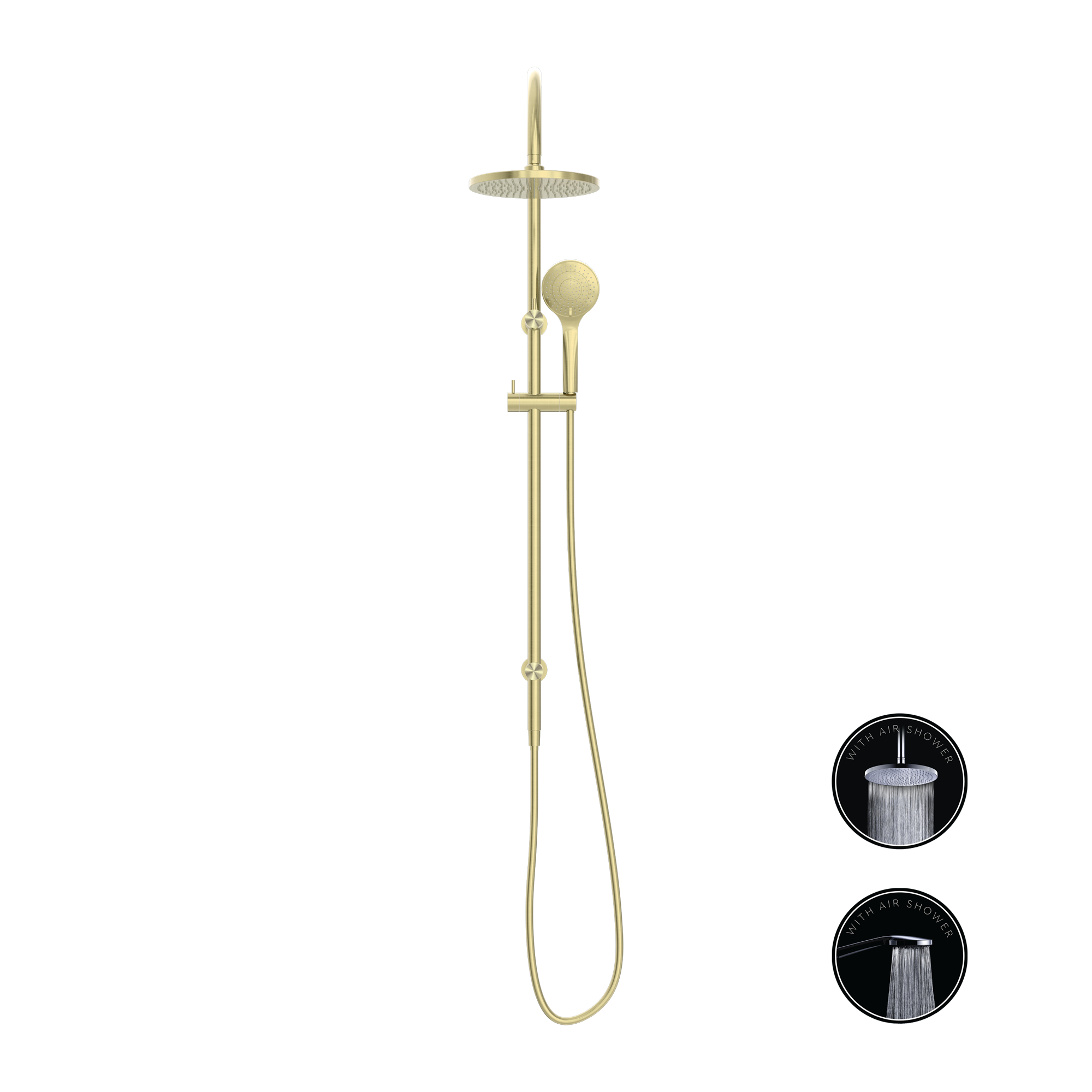 Opal Twin Shower With Air Shower Brushed Gold
